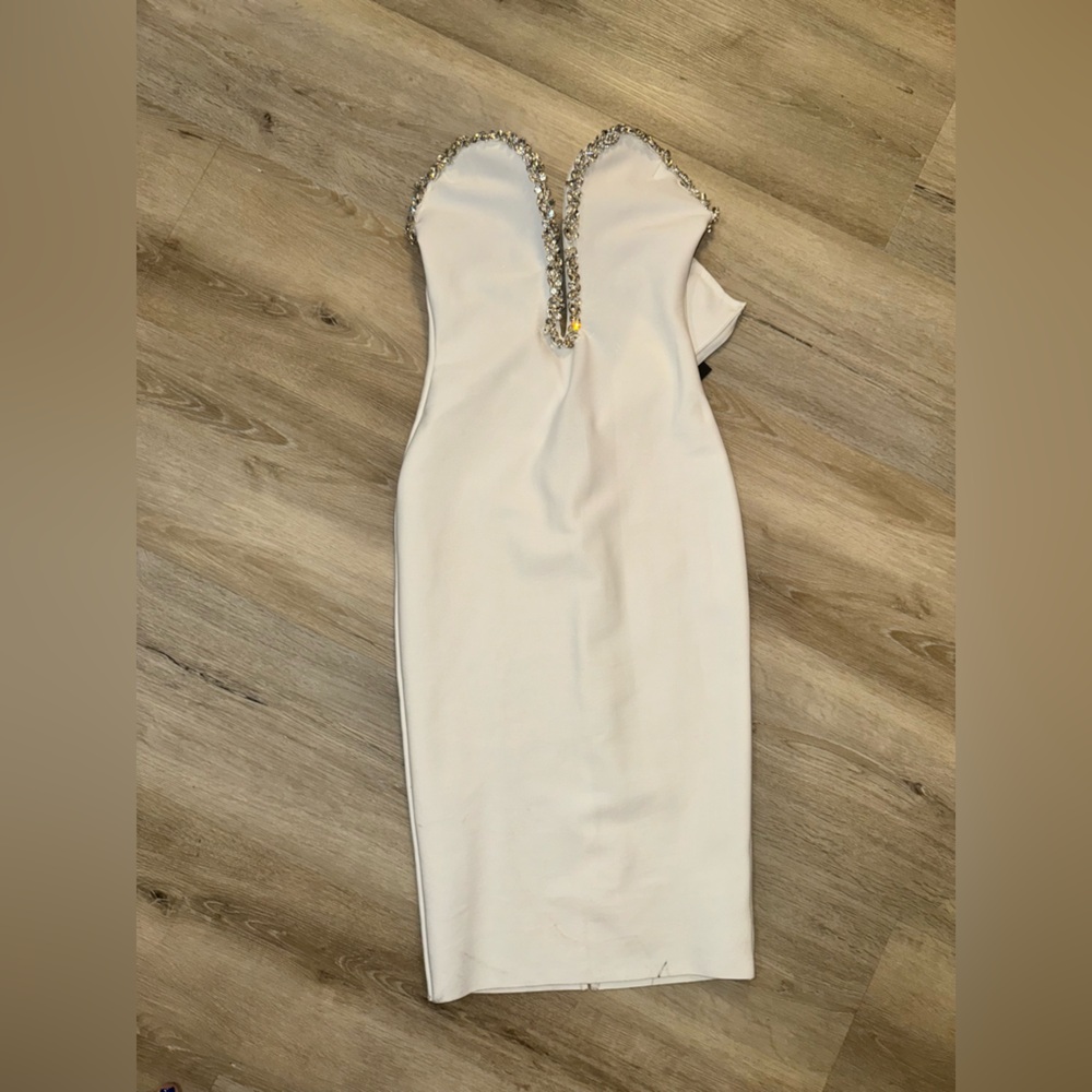 White strapless dress with rhinestones Size medium